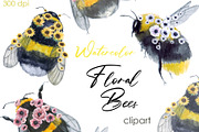 Watercolor clipart. Bee clipart png, a Decorative Illustration by KomtsyanTatyanaArt (Thumbnail 1 of 4)