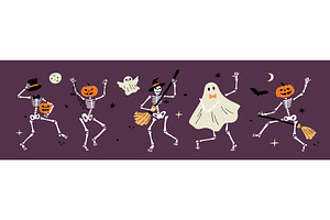 Cartoon dancing skeletons with, an Illustration by Vectorbuum
