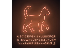 Witch Cat Neon Light Icon