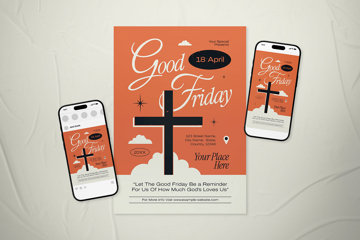 Orange Retro Good Friday Flyer Set, a Flyer Template by The Good Store (Photo 1 of 2)