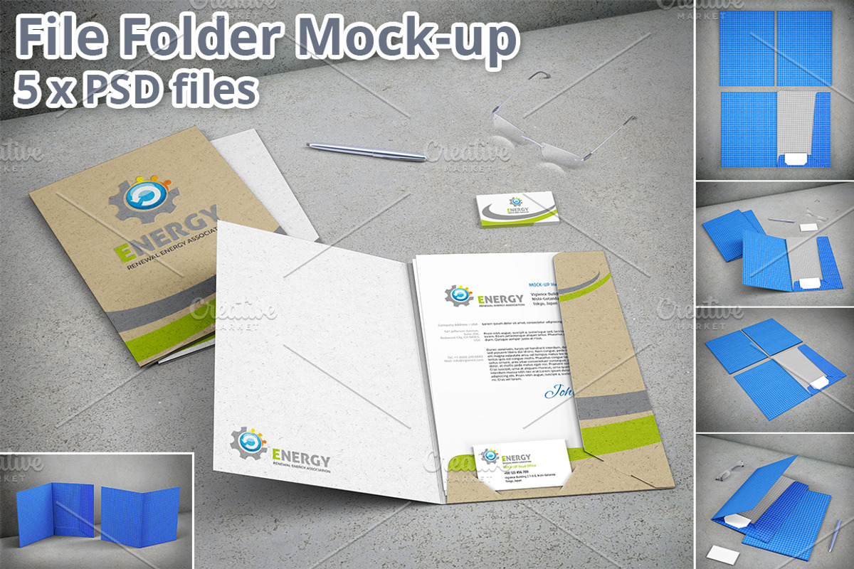 Stationary File Folder Mockup 5xPSD, a Product Mockup by MockUps Gallery (Photo 1 of 5)