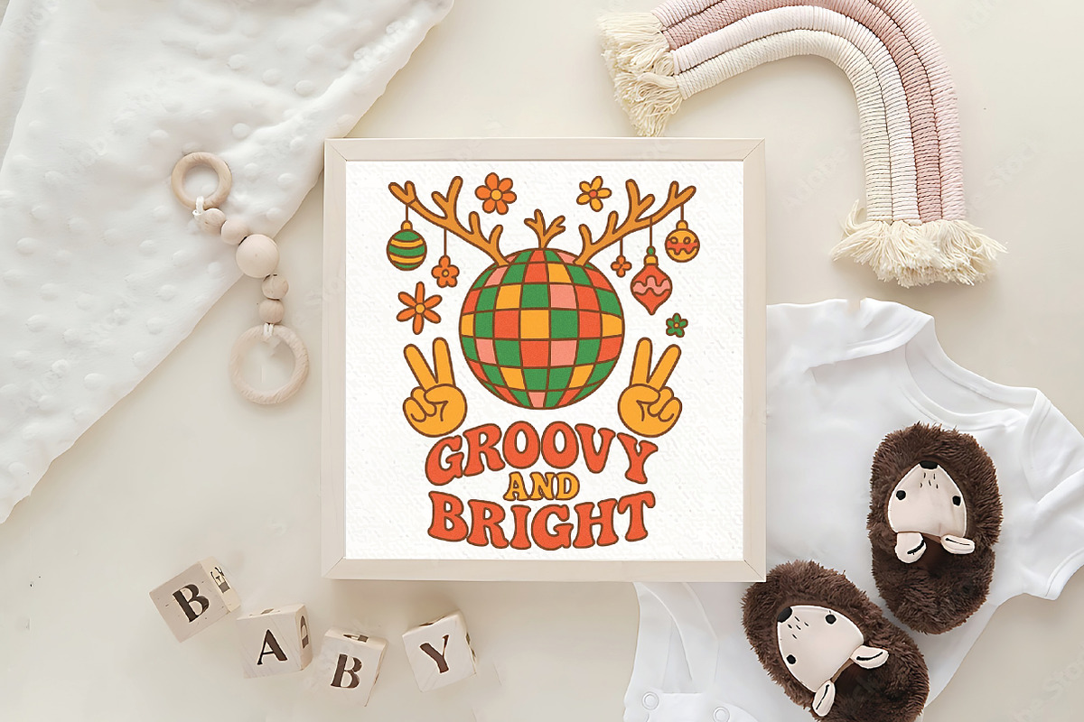 Groovy Christmas Disco Ball PNG, an Illustration by CraftArtStudio (Photo 4 of 4)