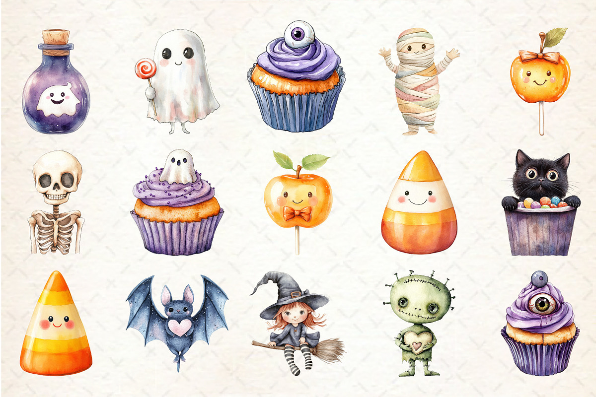 Cute Halloween Set Clipart, an Illustration by Rose Art (Photo 2 of 7)