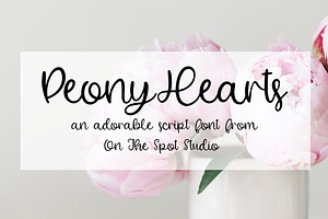 Peony Hearts, a Script Font by OnTheSpotStudio