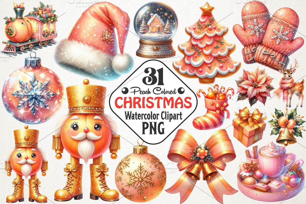 Peach Colored Christmas Clipart, an Illustration by RobertsArt (Photo 1 of 7)