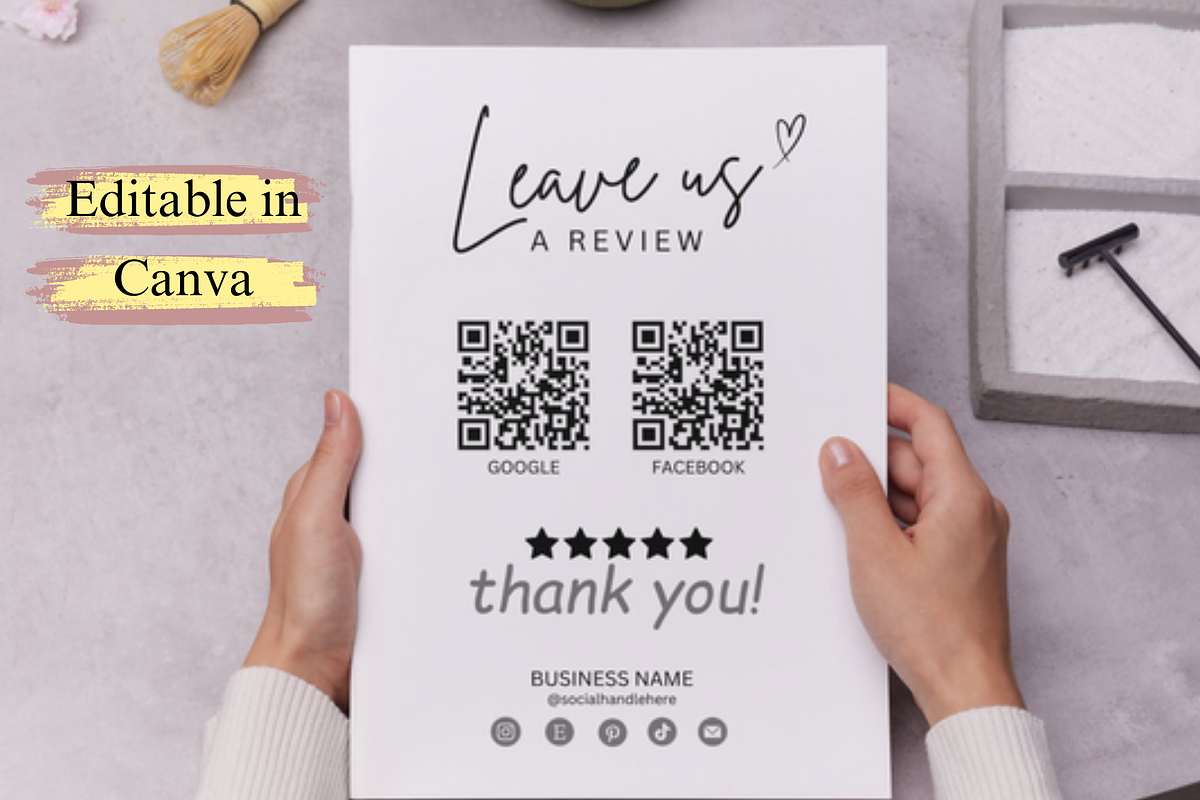 Ask For Review QR Code Sign Template, a Card Template by Climbwithelevator (Photo 2 of 9)