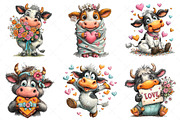 Quirky Valentine Funny Cow Clipart, an Illustration by Craft Nest (Thumbnail 7 of 10)