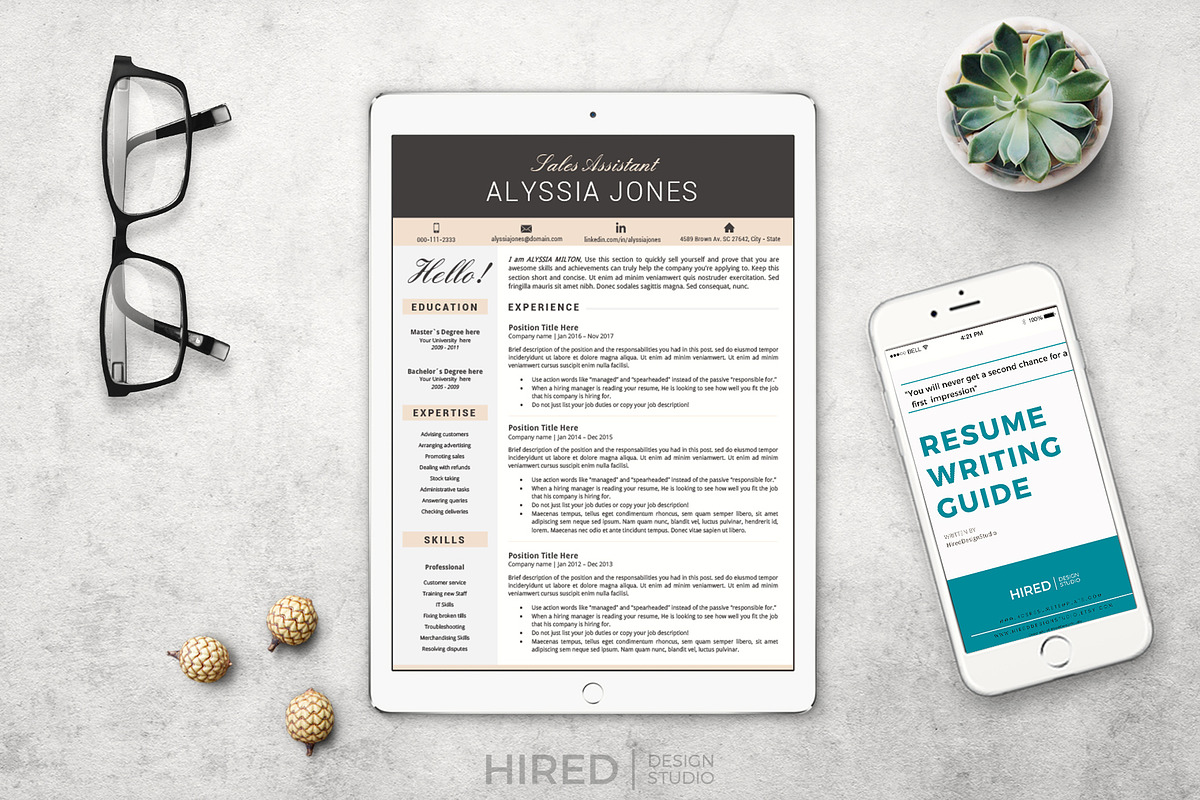 Sales Assistant Resume CV Template, a Resume Template by HIRED Design Studio (Photo 5 of 11)