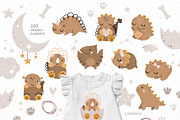 Baby dinosaur clipart & patterns, an Animal Illustration by tatiletters (Thumbnail 2 of 10)