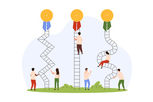 Easy and difficult career challenge, a Person Illustration by Flashvector