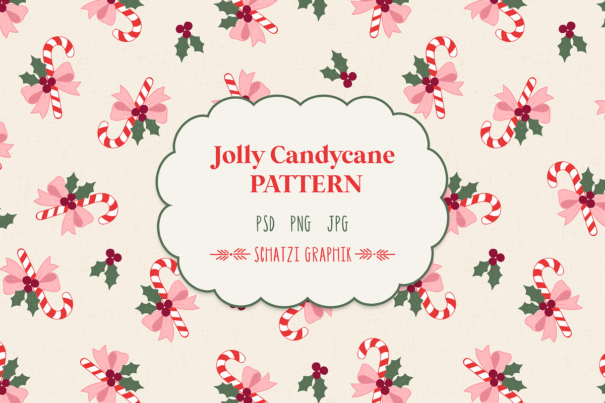 Jolly Candy cane Christmas Pattern, a Pattern Graphic by Schatzi Graphik (Photo 1 of 9)