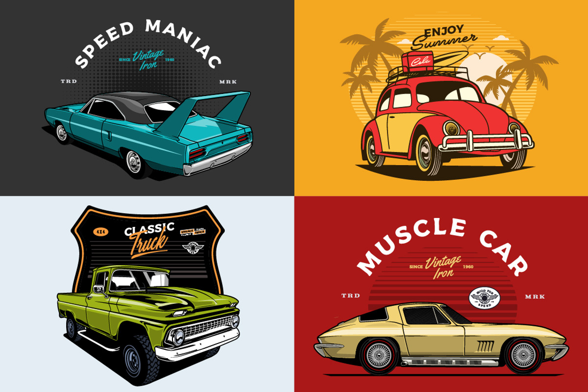 Classic Car Vector Pack vol 3, a Transportation Illustration by The BolzStudio (Photo 6 of 13)
