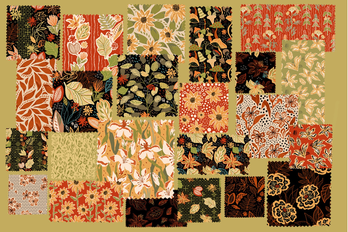 Hand drawn Autumn floral patterns, a Pattern Graphic by Tani Kuzminka (Photo 2 of 27)