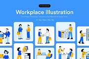 Workplace Illustrations Art Set, a Work Illustration by Vectors Market (Thumbnail 1 of 9)