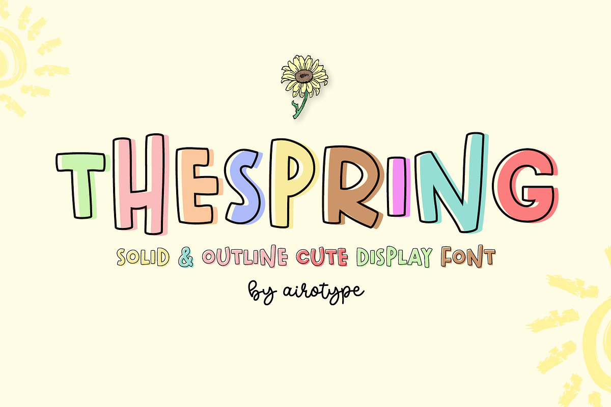 The Spring - Cute Solid Outline Font, a Sans Serif Font by Airotype (Photo 1 of 8)