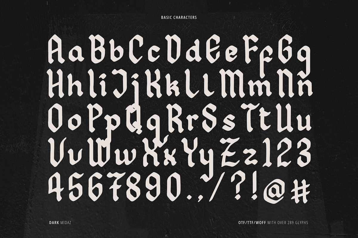 Dark Midaz | Blackletter Typeface, a Blackletter Font by Denustudios (Photo 13 of 15)