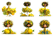 Whimsical lemon Girl Clip Art, an Illustration by SinaCreation (Thumbnail 2 of 9)