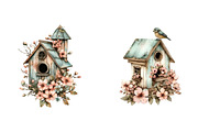 Whimsical Spring Birdhouse Clipart, an Illustration by SinaCreation (Thumbnail 4 of 11)
