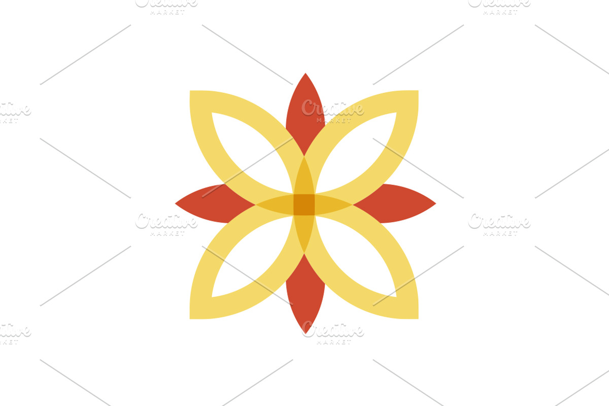 Red and gold flower logo, a Branding & Logo Template by Super Accurate