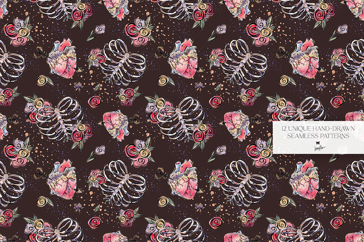Funny Gothic Valentine Patterns, a Pattern Graphic by KaramfilaS (Photo 4 of 16)