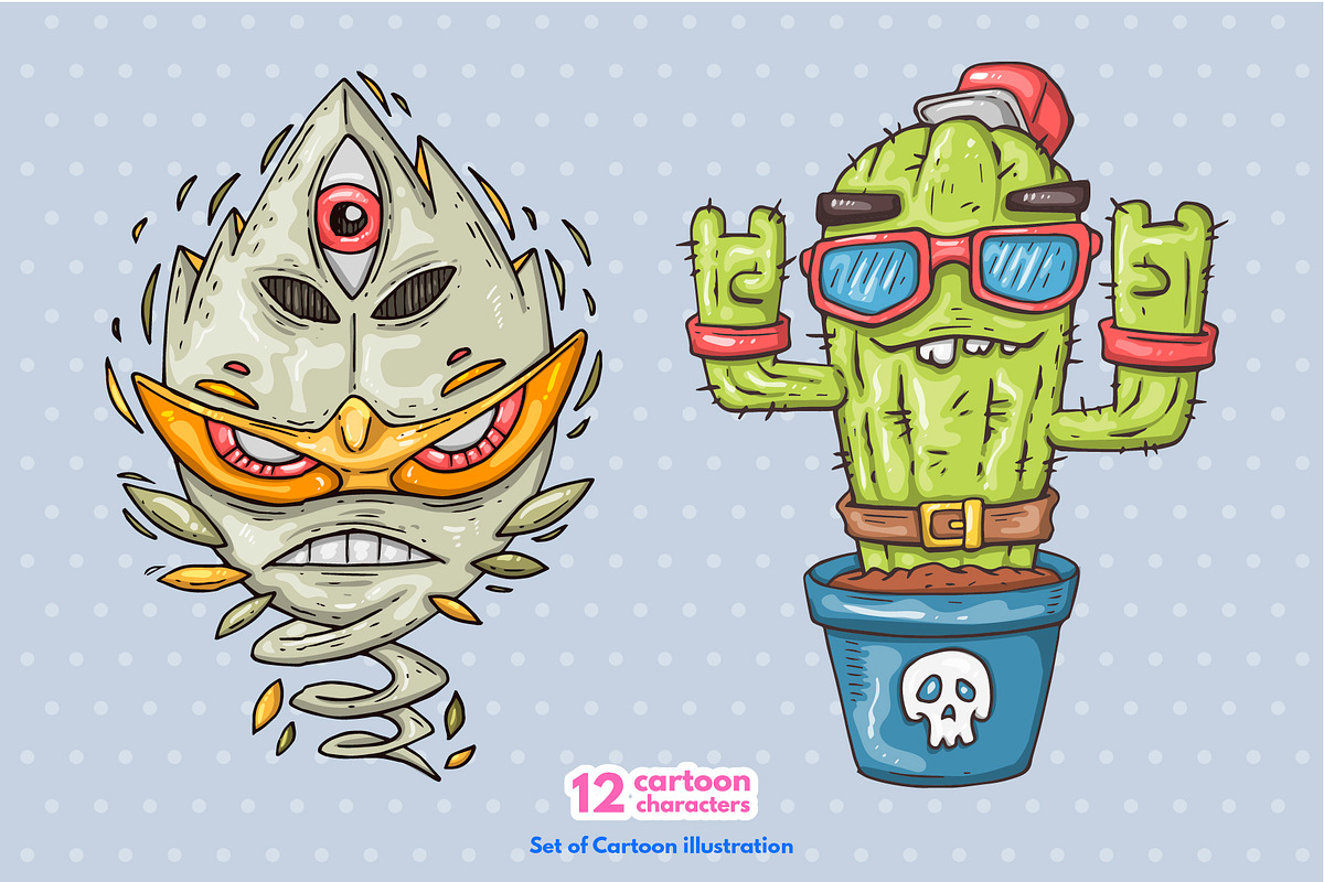 12 Different Cartoon Characters, an Illustration by Andrew_Derr