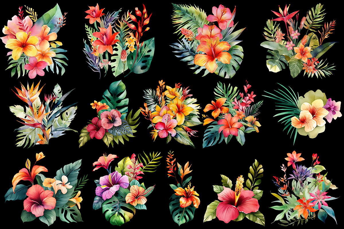 Tropical Flowers Watercolor Sublimat, a Decorative Illustration by ElenazlataArt (Photo 3 of 4)