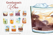 Gentleman's Bar Watercolor Clipart, a Food Illustration by ArtCreationsDesign (Thumbnail 5 of 12)