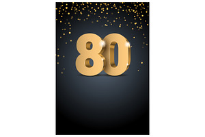 Anniversary 80. Gold 3d Numbers