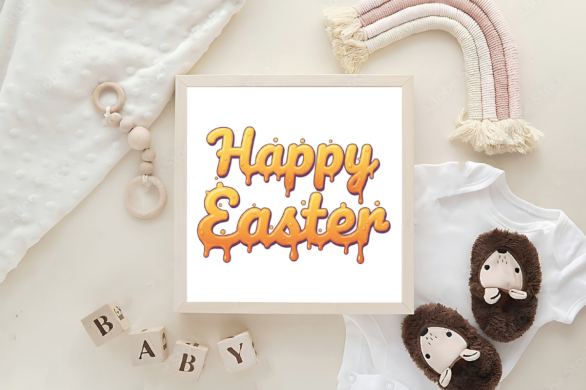 Retro Happy Easter PNG, an Illustration by CraftArtStudio (Photo 4 of 4)