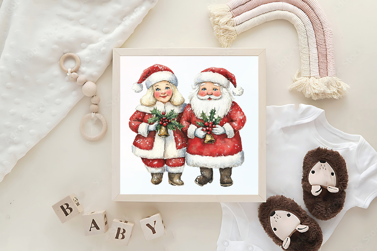 Mr & Mrs Santa Claus Christmas PNG, an Illustration by CraftArtStudio (Photo 6 of 6)