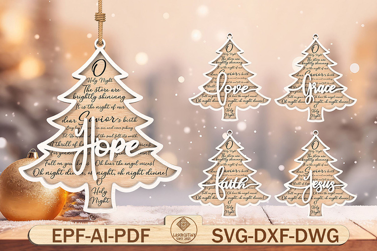 Personalized Christmas Tree Wood Svg, a Pattern Graphic by Lasercutiny (Photo 1 of 2)