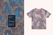 Floral horse seamless watercolor set, a Pattern Graphic by PatternsBlooming (Thumbnail 3 of 6)