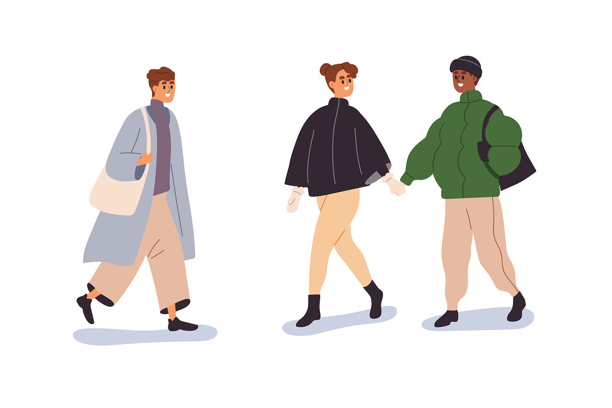People walk on winter holidays set, a Person Illustration by Good Studio (Photo 4 of 6)