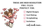 Whimsical Valentine Girl Clipart, an Illustration by OK Design (Thumbnail 3 of 6)