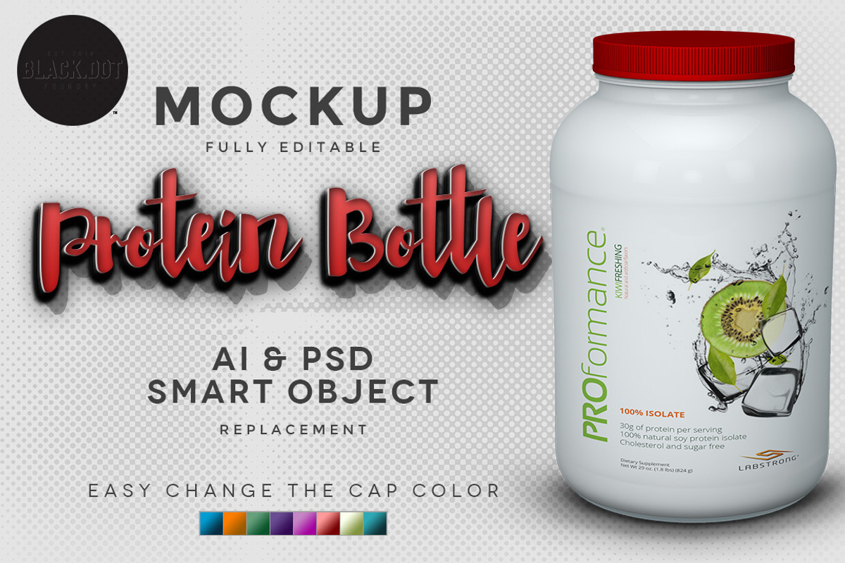 Realistic Protein Bottle v2, a Product Mockup by Black.dot™ (Photo 1 of 5)