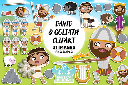 David & Goliath Clipart, a Person Illustration by Lime & Kiwi Designs