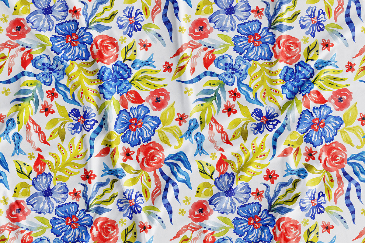 Whimsical watercolor garden print, a Pattern Graphic by SirenaArt (Photo 3 of 13)