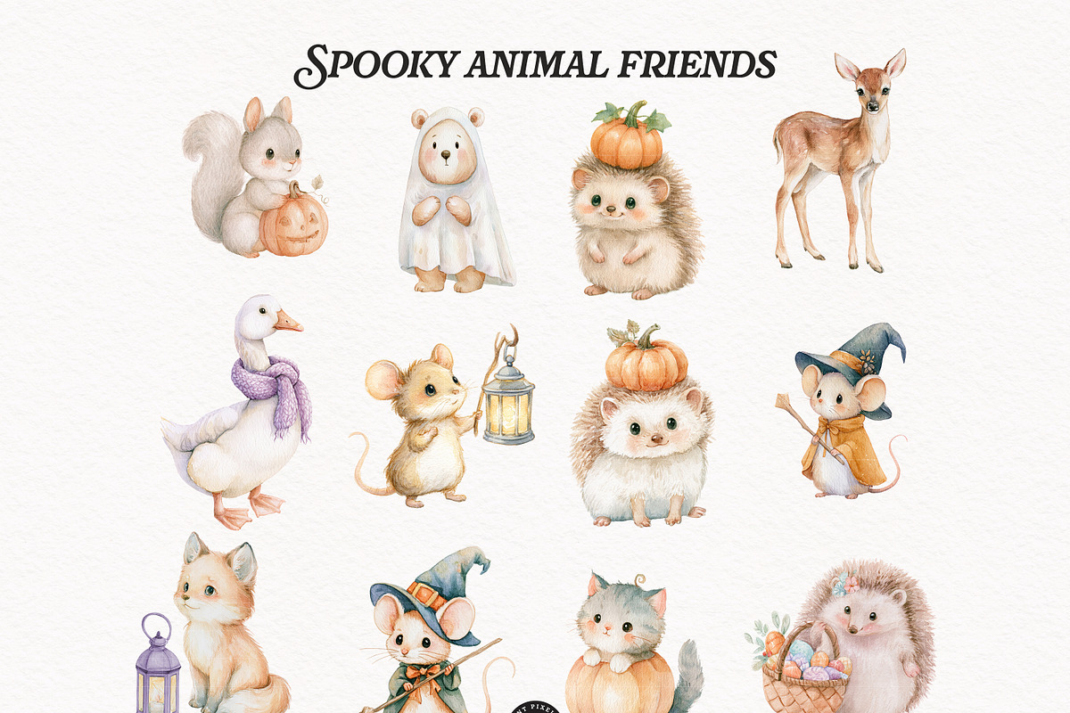 Halloween Atelier Clipart Bundle, an Animal Illustration by PaintPixelCo (Photo 3 of 13)