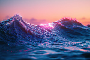 A close-up view of ocean waves at sunset, showcasing vibrant colors and shimmer, a Photo by Textures & Backgrounds
