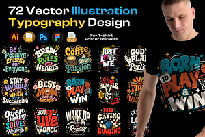 72 T-Shirt Poster Design Vector SVG, a Stationery Template by Miyaji75