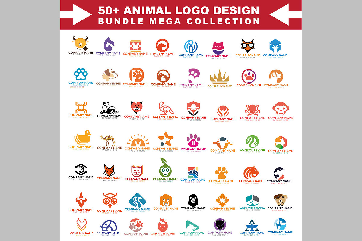 50+ Animal Logo Bundle Wild Design, a Branding & Logo Template by ArmanHossen75