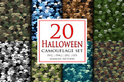 Halloween colored sculls print set, a Pattern Graphic by ArchonDigitalShop (Thumbnail 1 of 6)