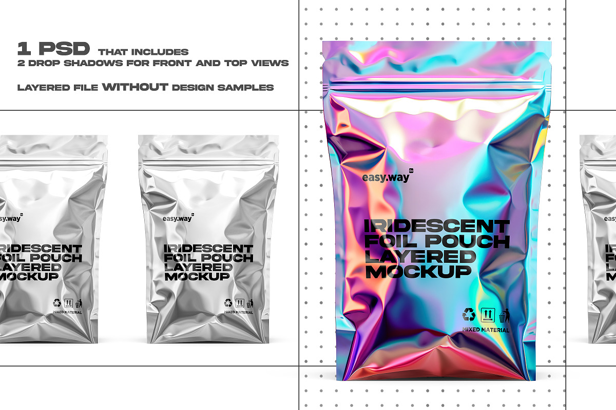 Holographic Foil Pouch PSD Mockup, a Product Mockup by easy.way (Photo 3 of 5)