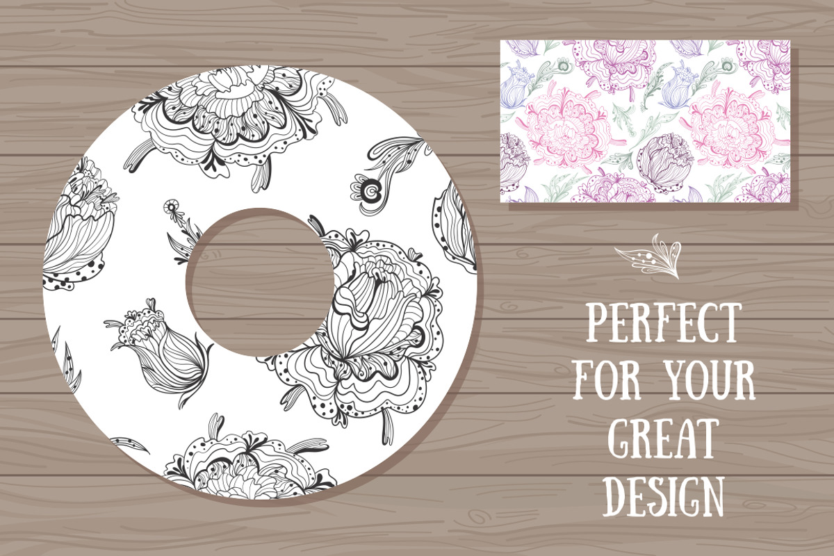 Floral Sketch Seamless Textures, a Pattern Graphic by kisikoida (Photo 3 of 4)