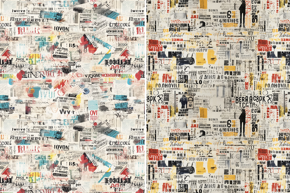 Newspapers seamless patterns set, a Pattern Graphic by Bubert Art (Photo 4 of 14)