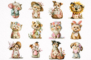 Whimsical Funny Spring Dogs Clipart, an Illustration by DreamArtGraphic (Thumbnail 3 of 8)