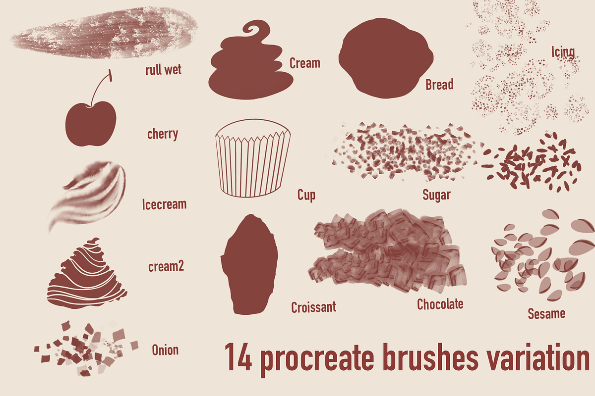 Food creation procreate brush, a Brush Add-On by Meisanmui (Photo 5 of 8)