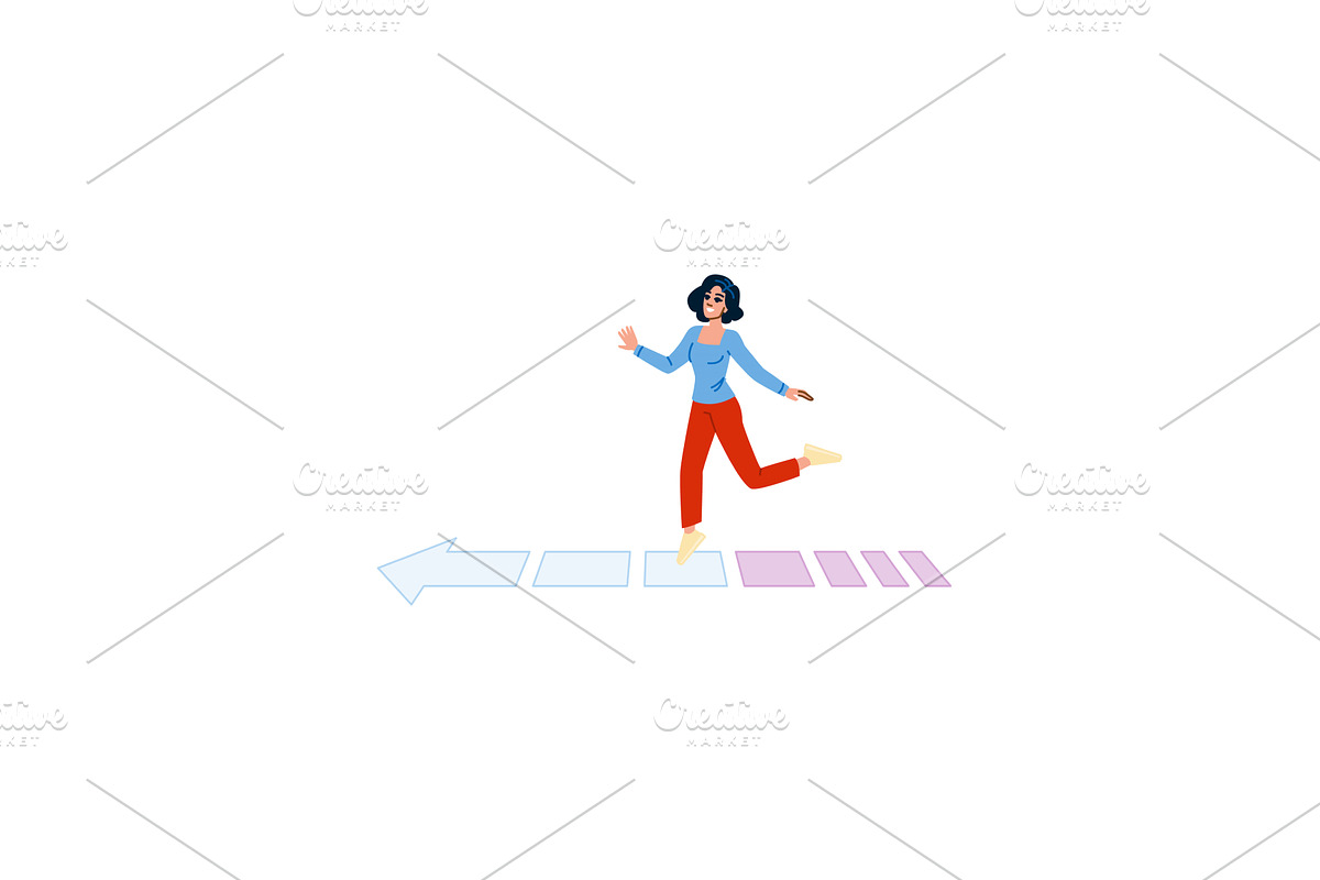 Young woman walking on a path, a Person Illustration by pikepicture