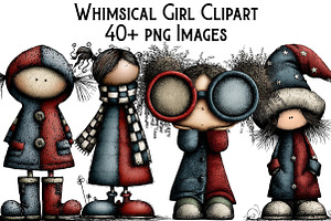 Whimsical Girl Clipart, an Illustration by Pixels.Craft