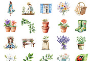 Watercolor Spring Garden Girl Clipar, an Illustration by Design Market (Thumbnail 3 of 3)